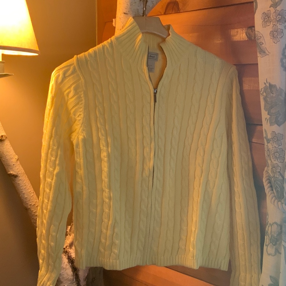 L.L. Bean Women’s Sunny Yellow Cable Knit Sweater